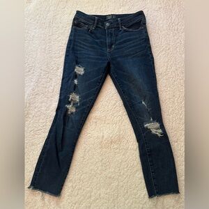 Abercrombie & Fitch Womens Distressed Dark Wash Harper Low Rise Ankle Size 27 4S